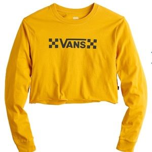 Juniors Vans Check Logo Mustard Cropped Tshirt